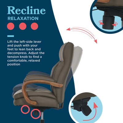 La-Z-Boy Colston Ergonomic Vegan Leather Swivel Executive Chair, Mocha Brown (60120-MBRN)