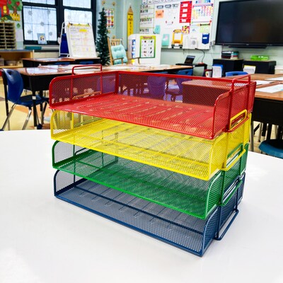 Mind Reader Metal Side Loading Stackable Letter Tray, Multi Colored (DSTACK4-ASST)