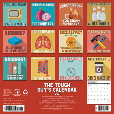2027 Willow Creek The Tough Guys Calendar 12 x 12 Monthly Wall Calendar, Assorted Colors (62609)