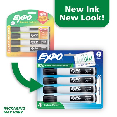 Expo Magnetic Dry Erase Markers, Chisel Tip, Black, 4/Pack   (1944729)