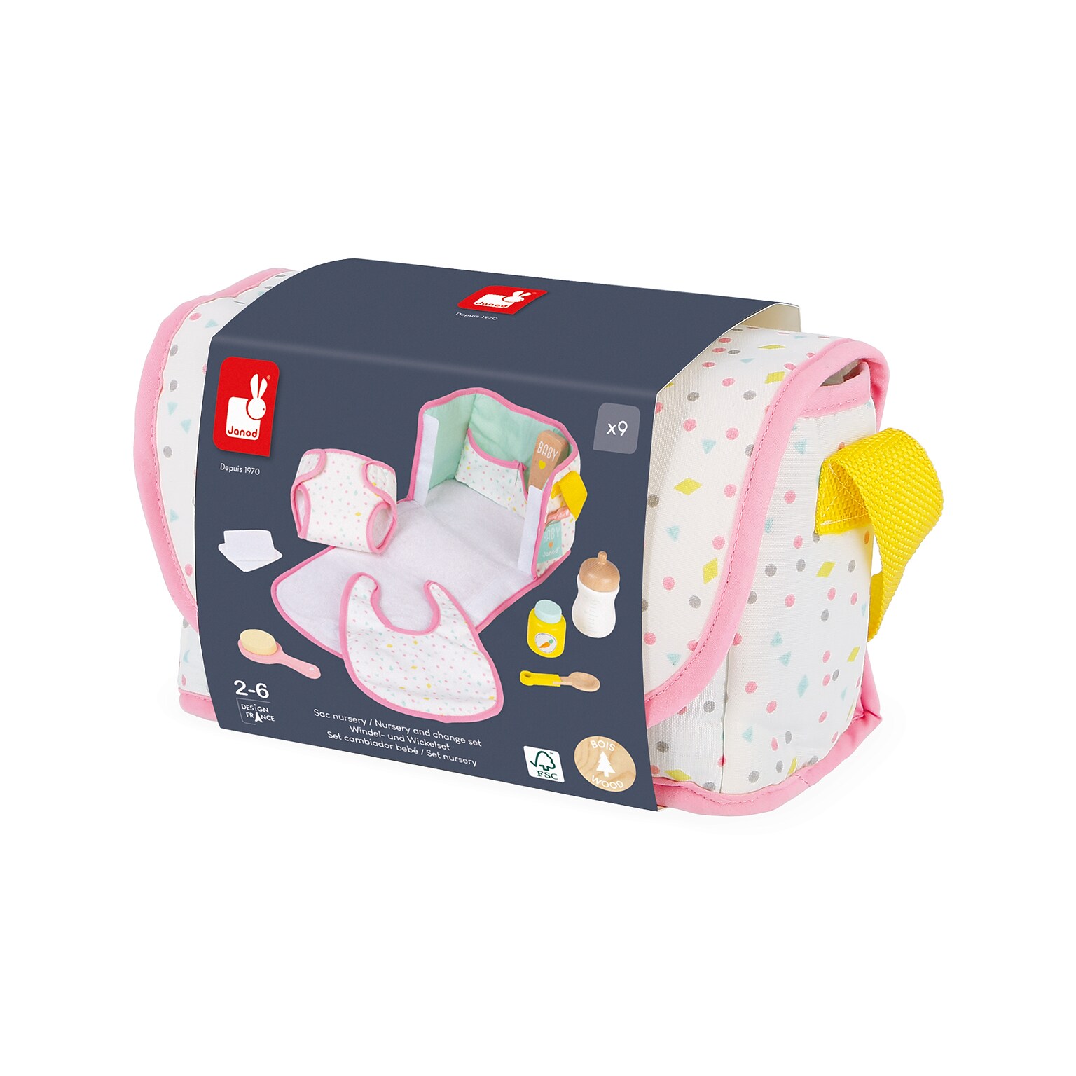 Janod My First Diaper Bag, 9 Pieces/Set (JND06501)