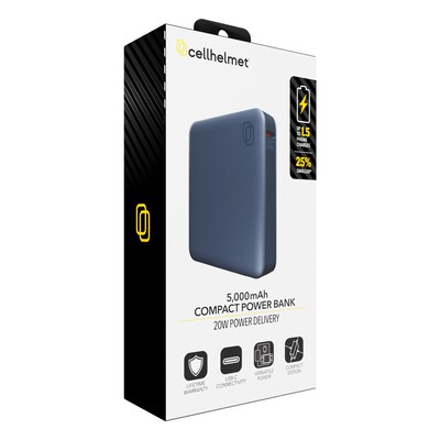 cellhelmet USB-C Power Bank for Multiple Brands, 20W, 5000mAh, Black (PP-222)