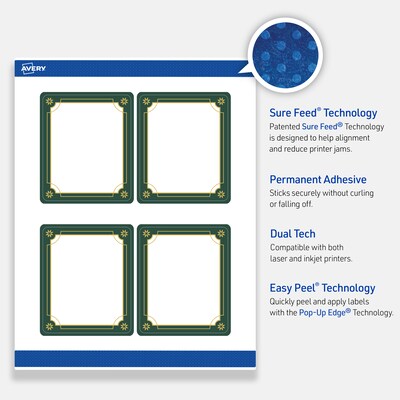 Avery Rectangle Multipurpose Labels, 4" x 3-1/3", White, 40/Pack (19479370388)