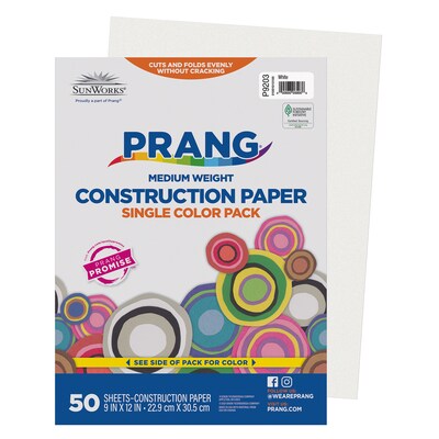 Prang 9 x 12 Construction Paper, White, 50 Sheets/Pack, 10 Packs/Bundle (PAC9203-10)