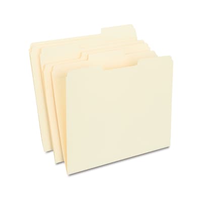 Staples® 30% Recycled Reinforced File Folders, 1/3-Cut Tab, Letter Size, Manilla, 100/Box (ST56682-C