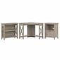 Bush Furniture Key West 34"W Small Corner Desk with Bookcase and Lateral File Cabinet, Washed Gray (KWS050WG)
