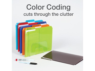 Oxford Poly File Folders, 1/3-Cut Tab, Letter-Size, Assorted Colors, 24/Pack (52004)