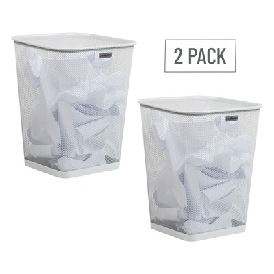 Mind Reader Metal Trash Can Without Lid, 5 Gallon, White, 2/Pack (2SQUAGA-WHT)