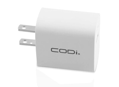 CODi 20W Dual Port Wall Charger, USB-C & USB-A Outputs, White  (A01102)