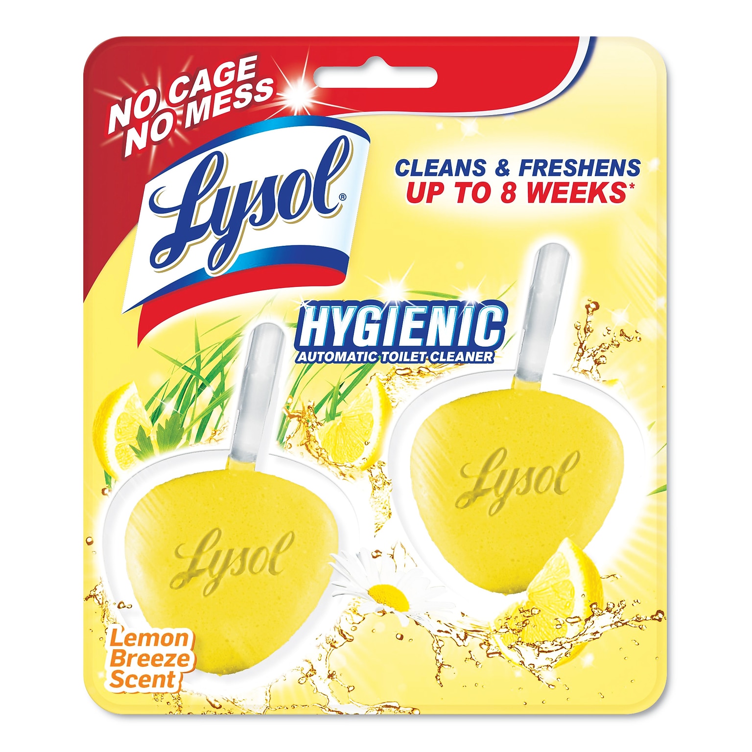 LYSOL Brand Hygienic Automatic Toilet Bowl Cleaner, Lemon Breeze, 2/Pack (RAC83723)