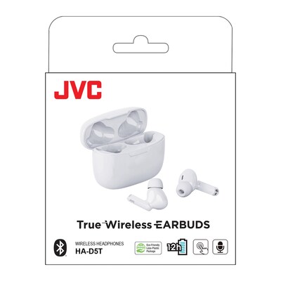 JVC Ultra-Compact True Wireless Earbuds with Charging Case, Bluetooth, Coconut White (HAD5TW)