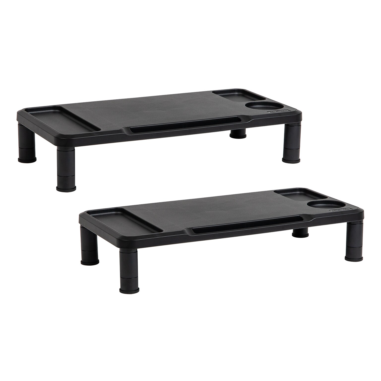 Mind Reader Monitor Stand Desktop Organizer, Plastic, 2/Pack, Black