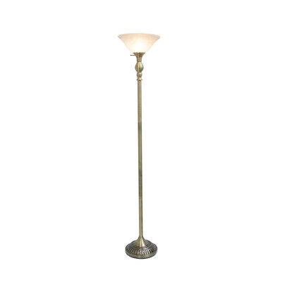 Lalia Home Classic Light Torchiere Floor Lamp with Marbleized Glass Shade, Antique Brass (LHF-3001-A