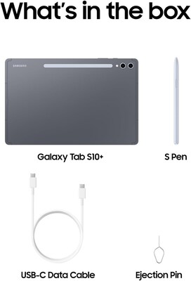 Samsung Galaxy Tab S10+ 5G 12.4" Tablet, WiFi 6, 256GB, Android 14, Moonstone Gray (SM-X828UZAAATT)