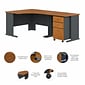 Bush Business Furniture Cubix 48W Corner Desk with 36W Return and Mobile File Cabinet, Natural Cherry/Slate (SRA005NCSU)