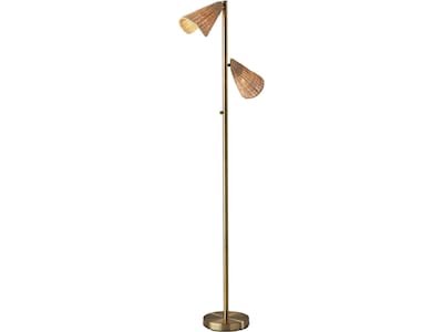 Adesso Cove 62.75 Antique Brass Floor Lamp with 2 Irregular Shades (5114-21)