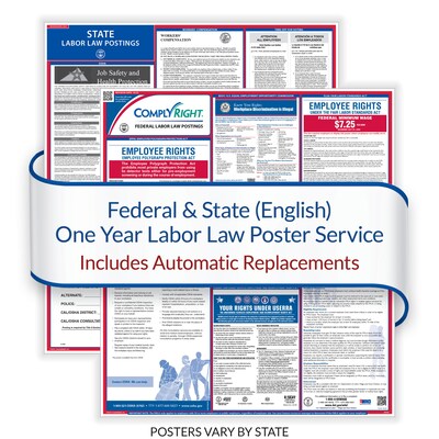 ComplyRight Federal and State (English) Labor Law 1-Year Poster Service, California (U1200CCA)