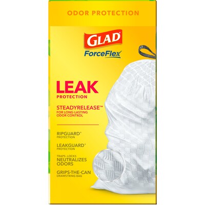 Glad ForceFlex Tall Kitchen Drawstring Trash Bags, 13 Gal., Gain Original Scent, White, 80/Box (32483)