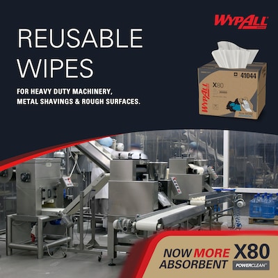 WypAll PowerClean X80 Cloths, 11.1" x 16.8", White, 152 Sheets/Box (41044)