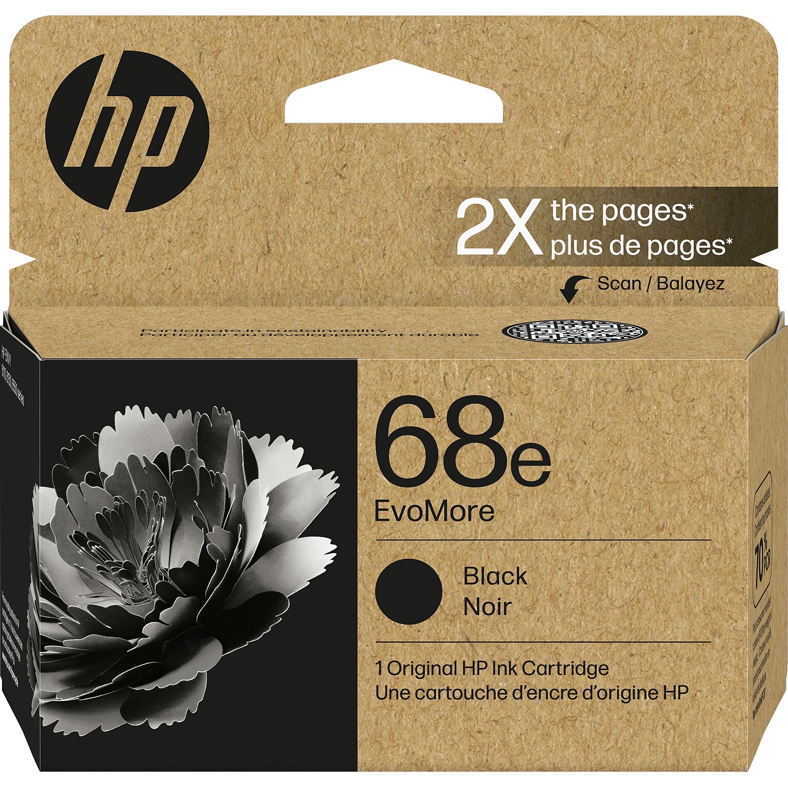 HP 68e EvoMore Black High Yield Ink Cartridge, Prints Up to 320 Pages (7FP22TN)