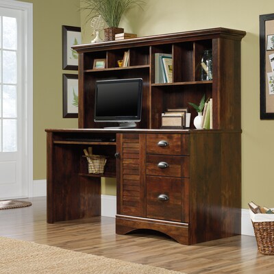 Sauder Harbor View 62W Computer Desk with Hutch, Curado Cherry (420475)