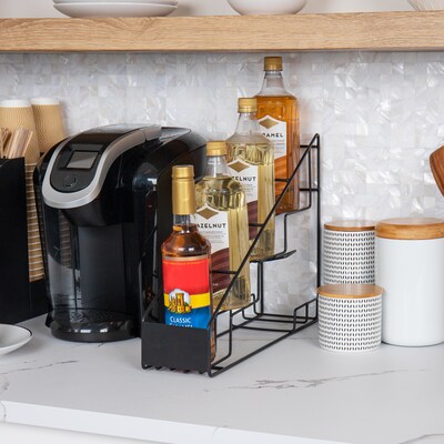 Mind Reader Alloy Collection 13H Black Bottle Holder, 4 Bottle Organizer, Black (IRSYR4-BLK)