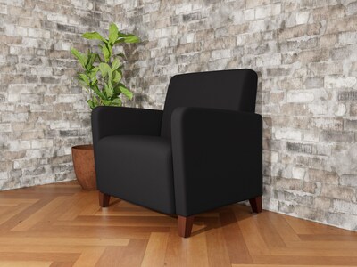 Lesro Ravenna Fabric Guest Chair, Open House Black/Walnut Wood (RV1201.FWL-01OHBK)