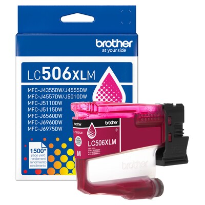 Brother LC506XL Magenta High Yield Ink Cartridge, Prints Up to 1,500 Pages (LC506XLMS)