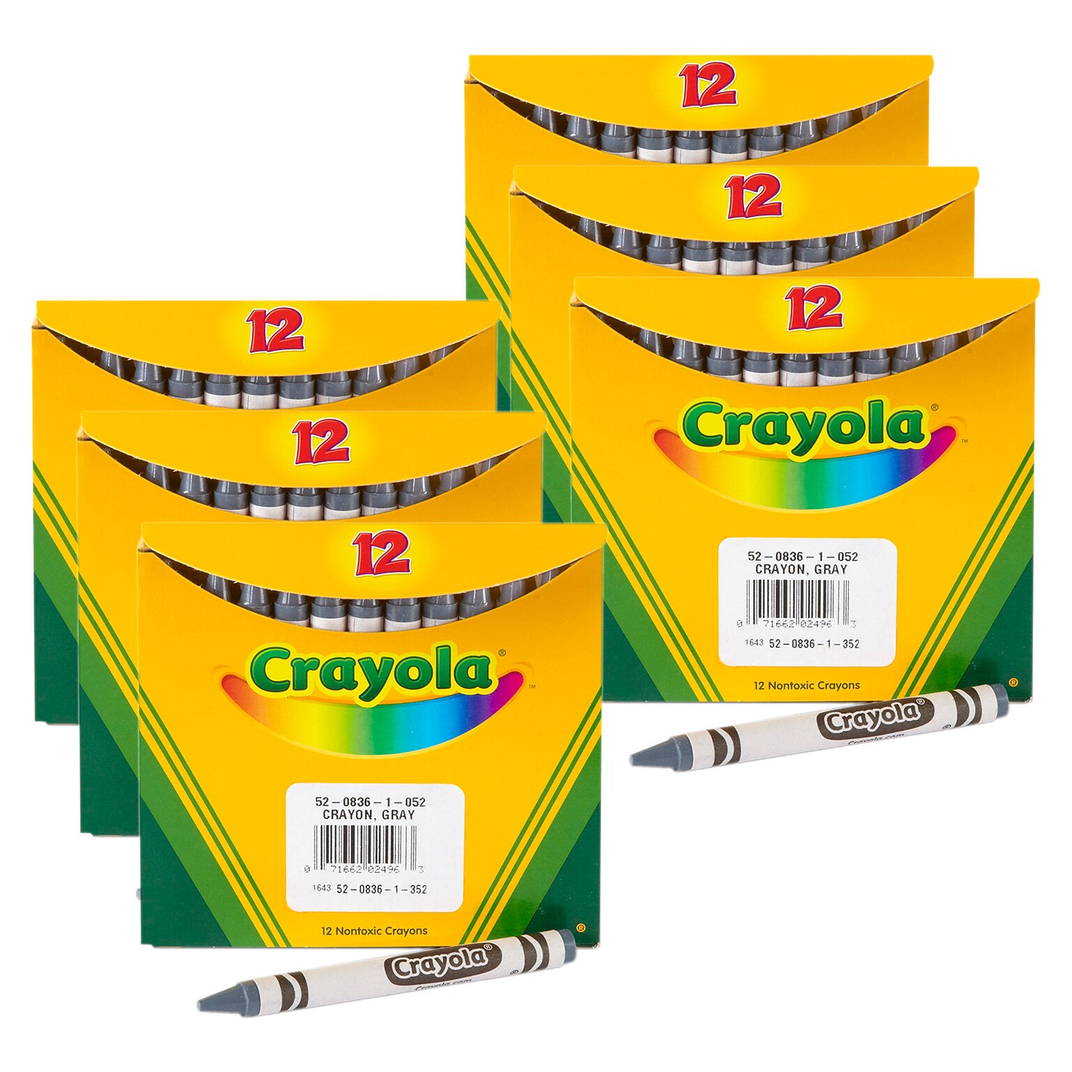 Crayola Bulk Crayons, Gray, 12/Pack, 6 Packs/Bundle (BIN520836052-6)