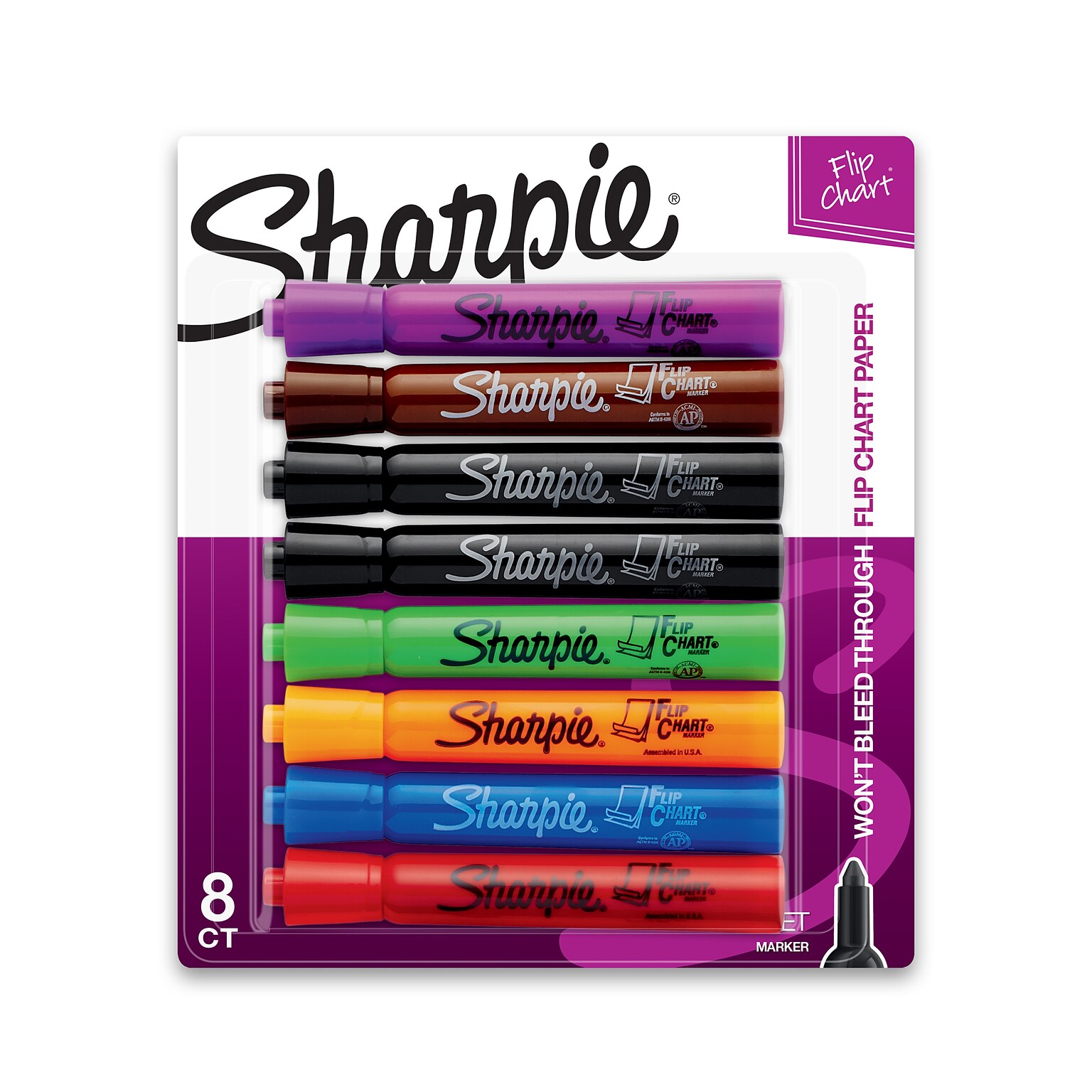 Sharpie Flip Chart Tank Permanent Marker, Bullet Tip, Assorted, 8/Pack (22480)