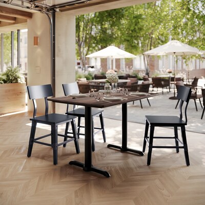 Flash Furniture Acadia Wooden Dining Table with T-Bases, 30D x 48W, Dark Brown/Black Base (ST3048WBRT0522)