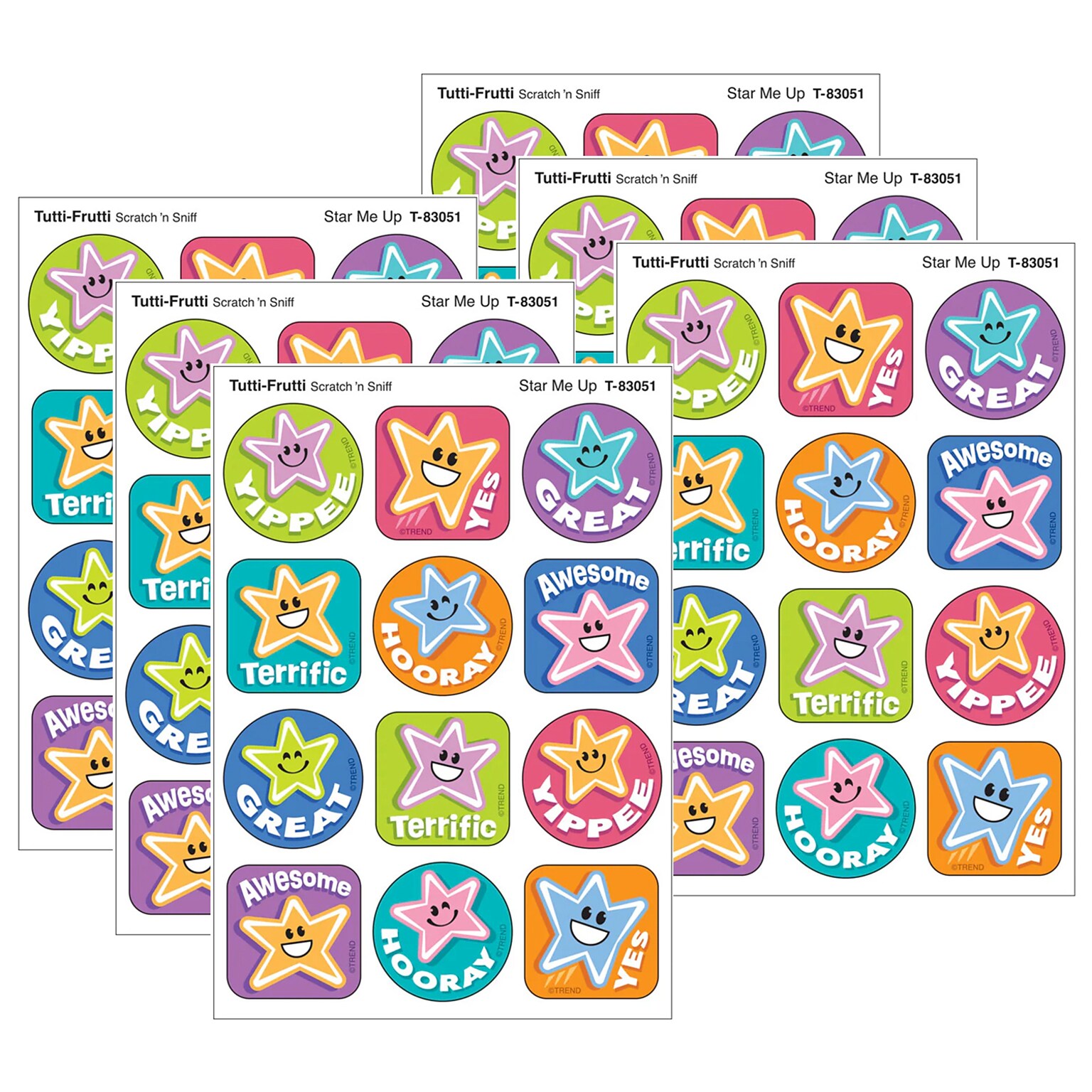 TREND Enterprises Star Me Up Tutti-Frutti Scent Scratch n Sniff Stinky Stickers, Multicolored, 288 Stickers/Bundle (T-83051-6)