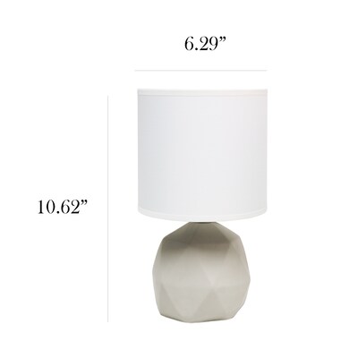 Simple Designs Geometric Concrete Lamp, White (LT2060-WHT)