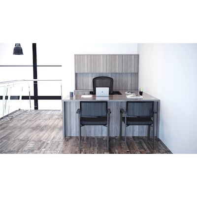 Lorell Essentials Series 4-Compartment Stack on Hutch, 70.9"W x 14.8"D x 36"H, Weathered Charcoal (LLR69557)