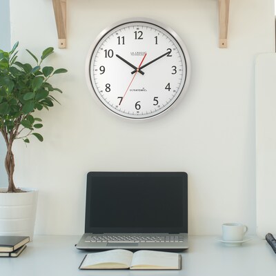 La Crosse Technology UltrAtomic Wall Clock, Stainless Steel, 14"Dia. (404-1235UA-PL )