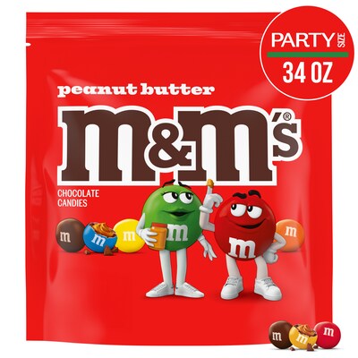 M&Ms Party Size Peanut Butter Milk Chocolate Candy Pieces, 34 oz. (MMM55085)