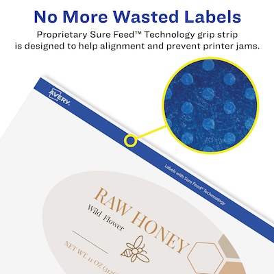 Avery Laser/Inkjet Oval  Waterproof Multipurpose Labels, 2.5"  Dia, White, 600/Box (94058)