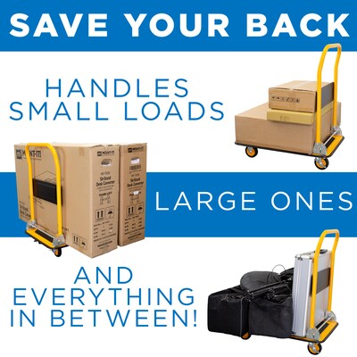 Mount-It! Foldable Flatbed with Swivel Wheels, 660 lb. Capacity, Black/Yellow (MI-921)