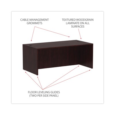 Alera™ Valencia Series Executive Suites in Mahogany, Straight Front Desk Shells, 72"W