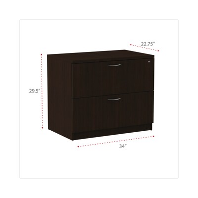 Alera Valencia Series Two Drawer Lateral File, 34w X 22 3/4d X 29 1/2h, Espresso