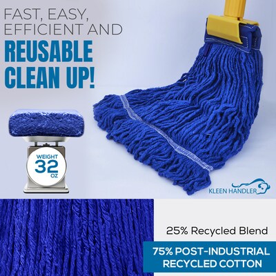 BISON LIFE Kleen Handler  Blend Heavy Duty String Mop Head, Dark Blue, 24/Pack (BPHD-LEM-BD-DBL-32-1