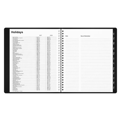 2027 Staples 7" x 9" Monthly Planner, Faux Leather Cover, Black (ST52183-27)