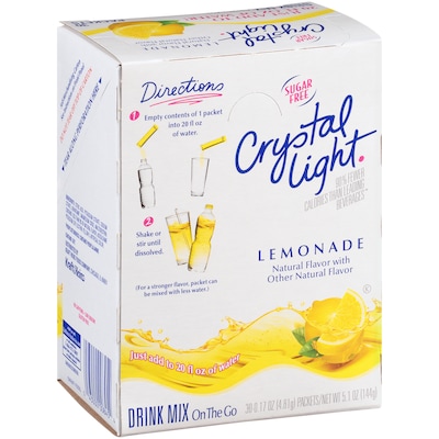 Crystal Light On The Go Natural Lemonade Drink Mix, 0.17 oz., 30/Box (00796)