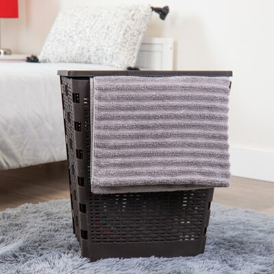 Mind Reader Foldable Plastic Laundry Hamper with Lid, Brown (FOLHAMP61-BRN)