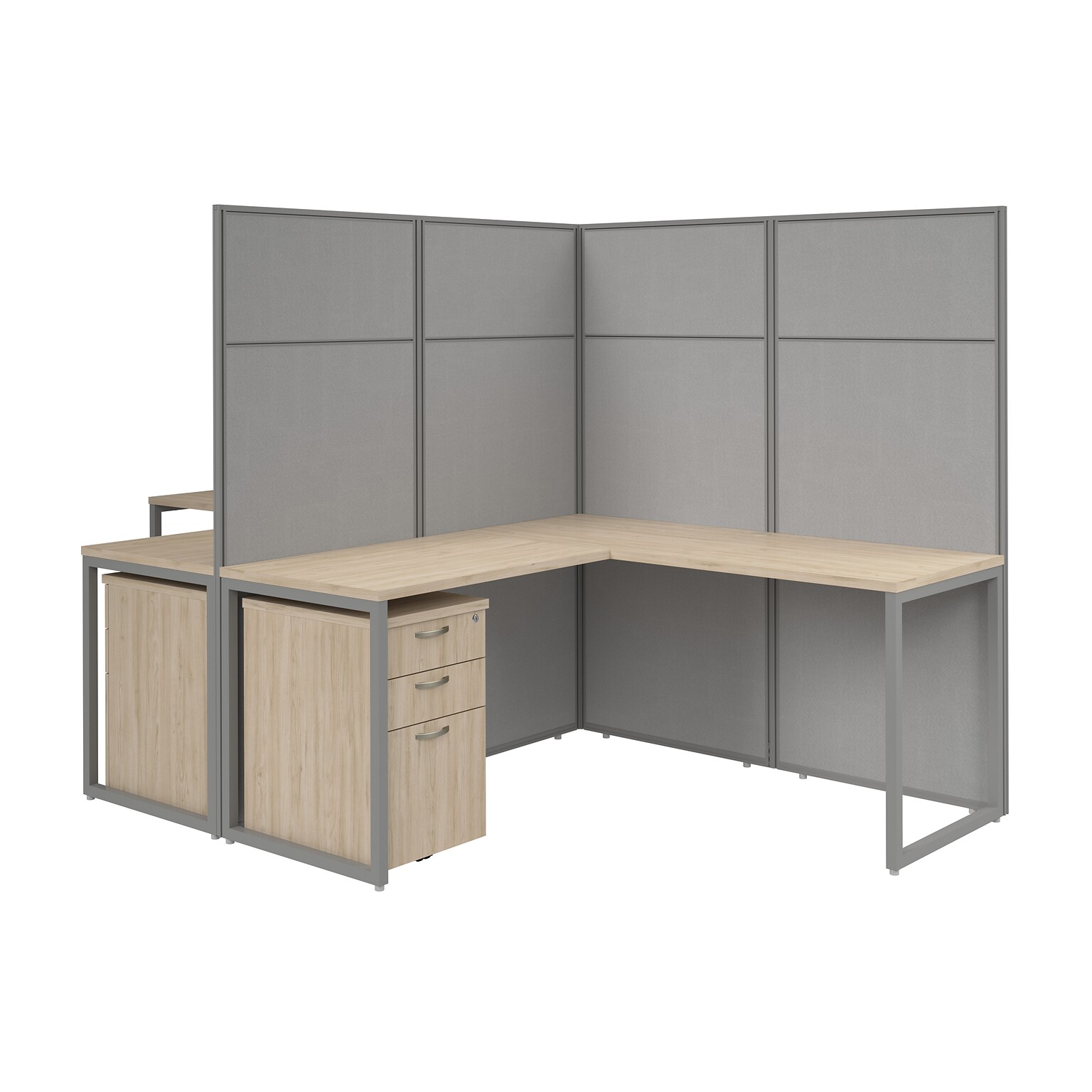 Bush Business Furniture Easy Office 66H x 119W 2 Person T-Shaped Cubicle Panel Workstation, Natural Elm (EODH56SNE-03K)