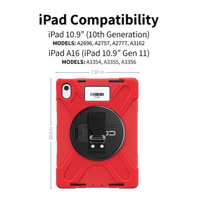 CODi Rugged iPad 11 (A16/11th Gen) & iPad 10.9 (10th Gen) Case with Integrated Screen Protector, Red (C30705069ISRD)