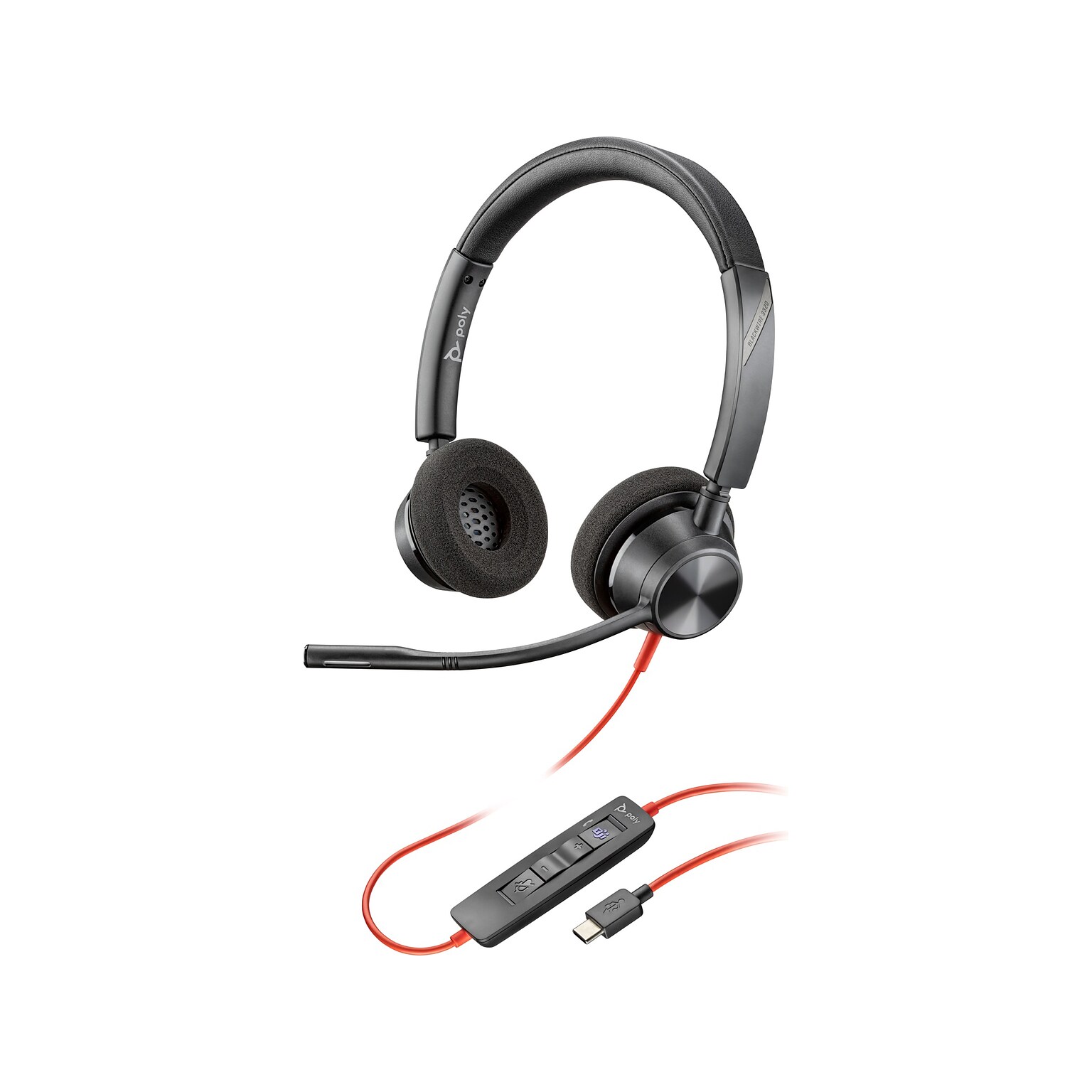 Poly Blackwire 3320 Stereo Headset, USB-C/USB-A, MS Certified/UC Certified (8X220AA)
