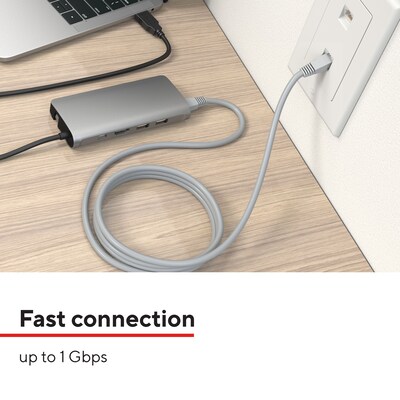 Staples TECH 50' Cat-6 Ethernet Cable, Male to Male, Gray (ST62447)