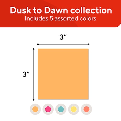 Staples Sticky Notes, 3" x 3", Bright Colors, 1200 Sheets - Vibrant Self-Stick Notes for Reminders, Planning & Collaboration