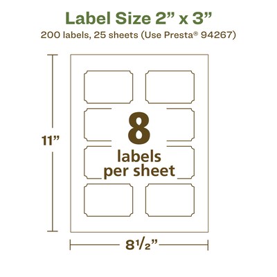 Avery EcoFriendly Laser/Inkjet Multipurpose Labels, 2" x 3", White, 200/Pack (94267)